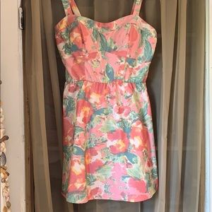 Pink Abstract Flordal Dress